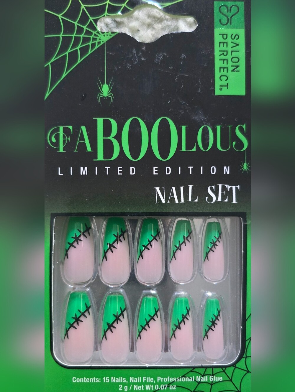 Limited Edition Green and Pink Frankenstein Halloween Nail Set